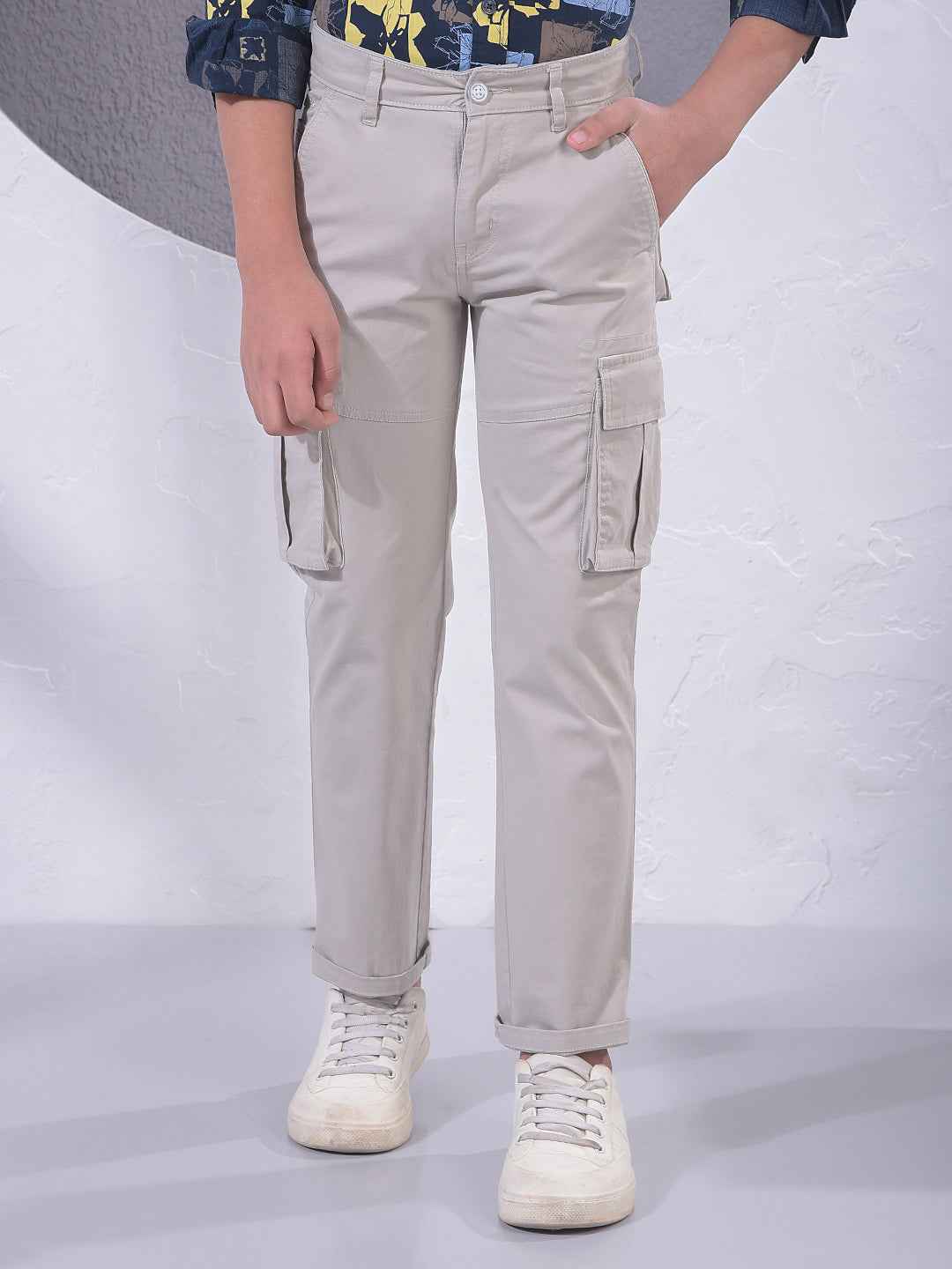 Soft Beige Utility Cargo Trousers