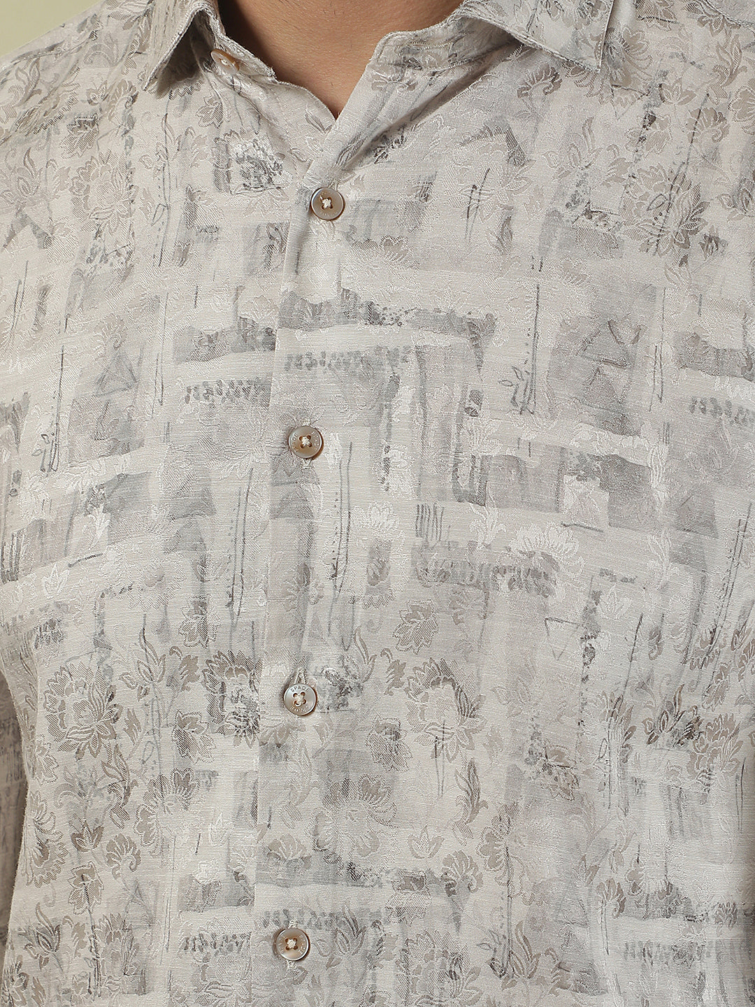 Beige Floral Print Shirt