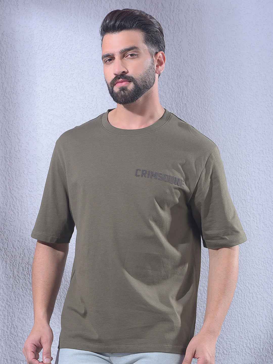 Olive 100% Cotton Oversize Brand Logo T-Shirt
