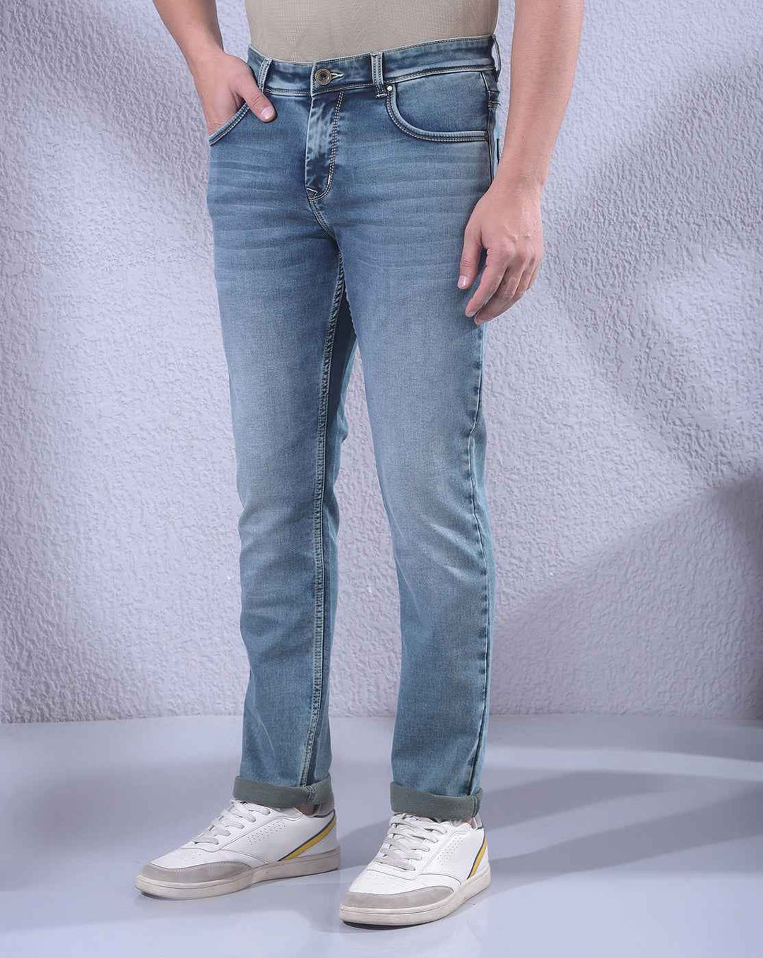 Fresh Light Blue Stretch Trendy Jeans