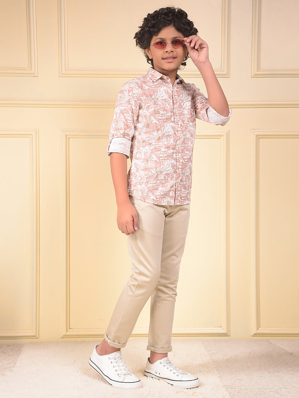 Red Floral Print 100% Cotton Shirt