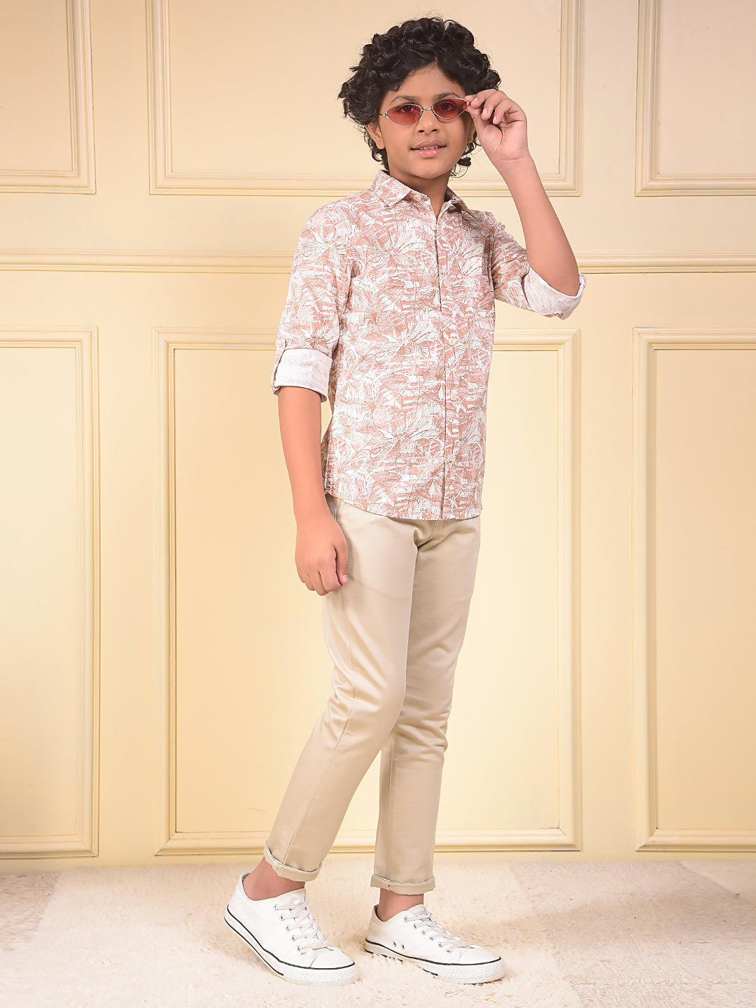 Red Floral Print 100% Cotton Shirt
