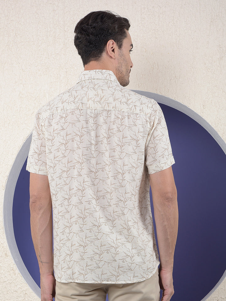 Printed Linen Beige Shirt