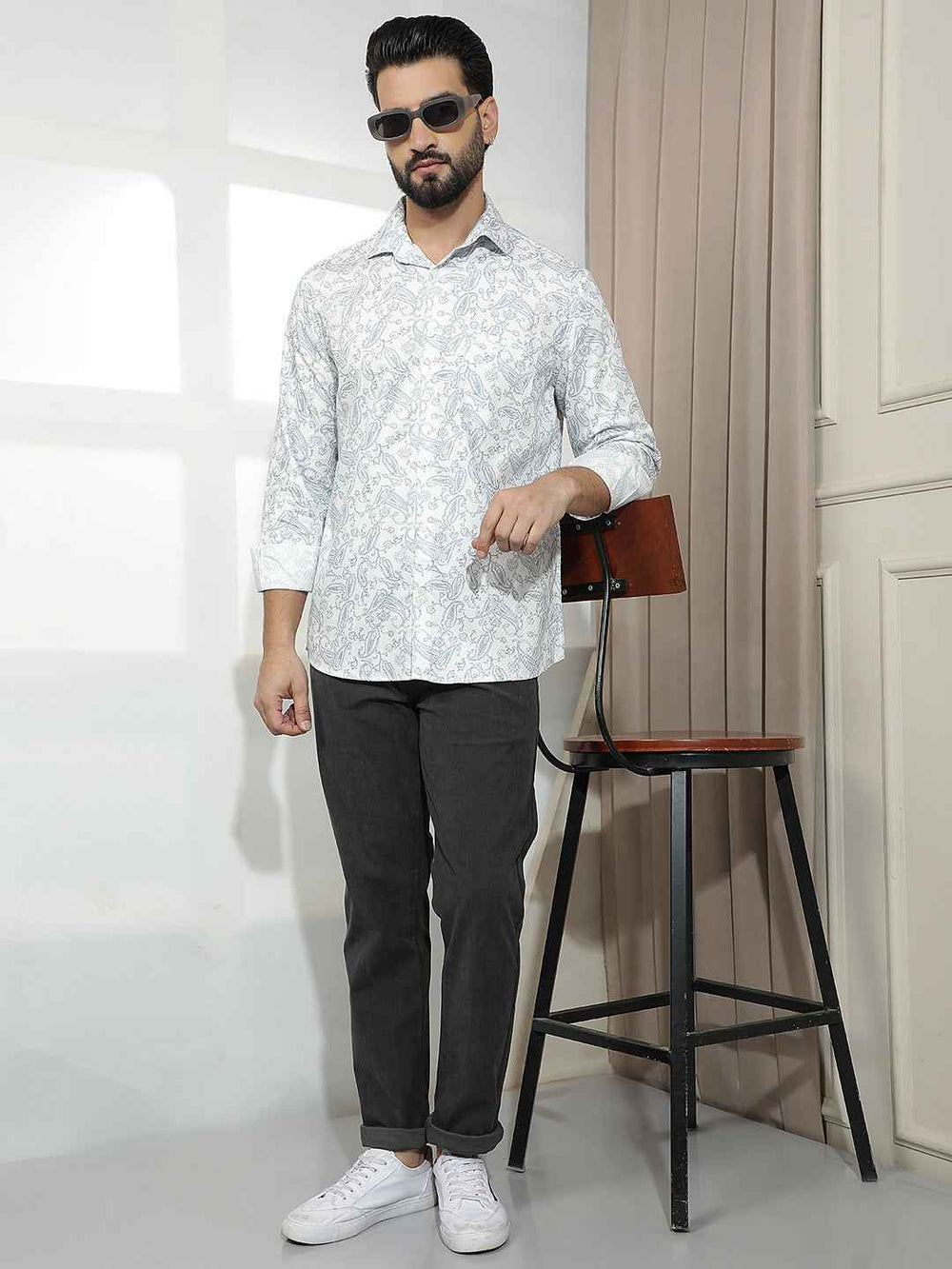 100% Cotton Blue Paisley Print Shirt