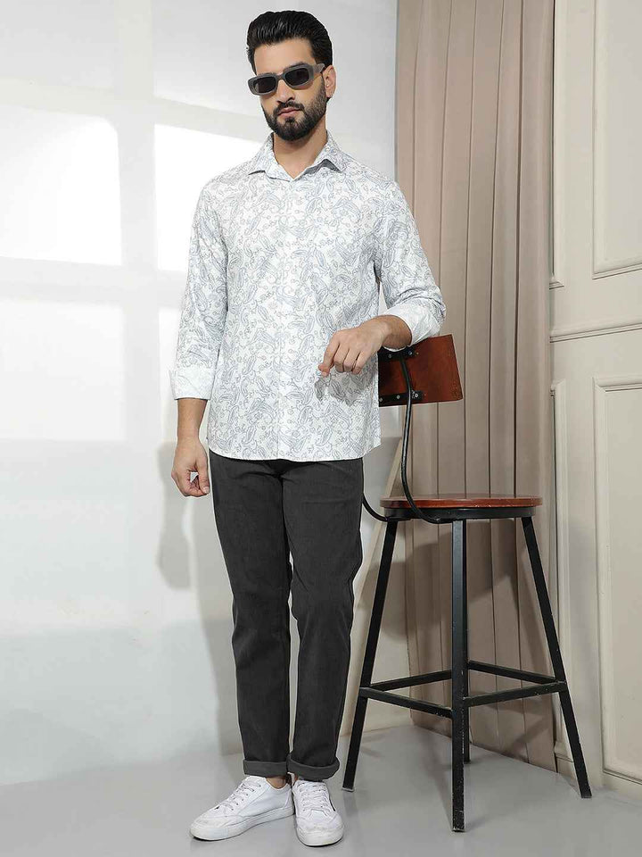 100% Cotton Blue Paisley Print Shirt