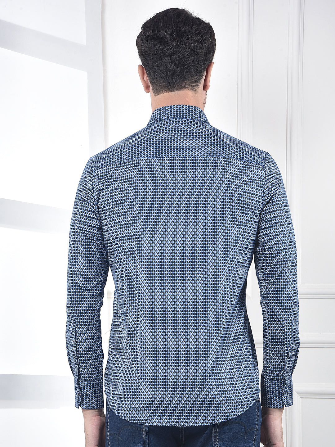 Blue Printed 100% Cotton Shirt