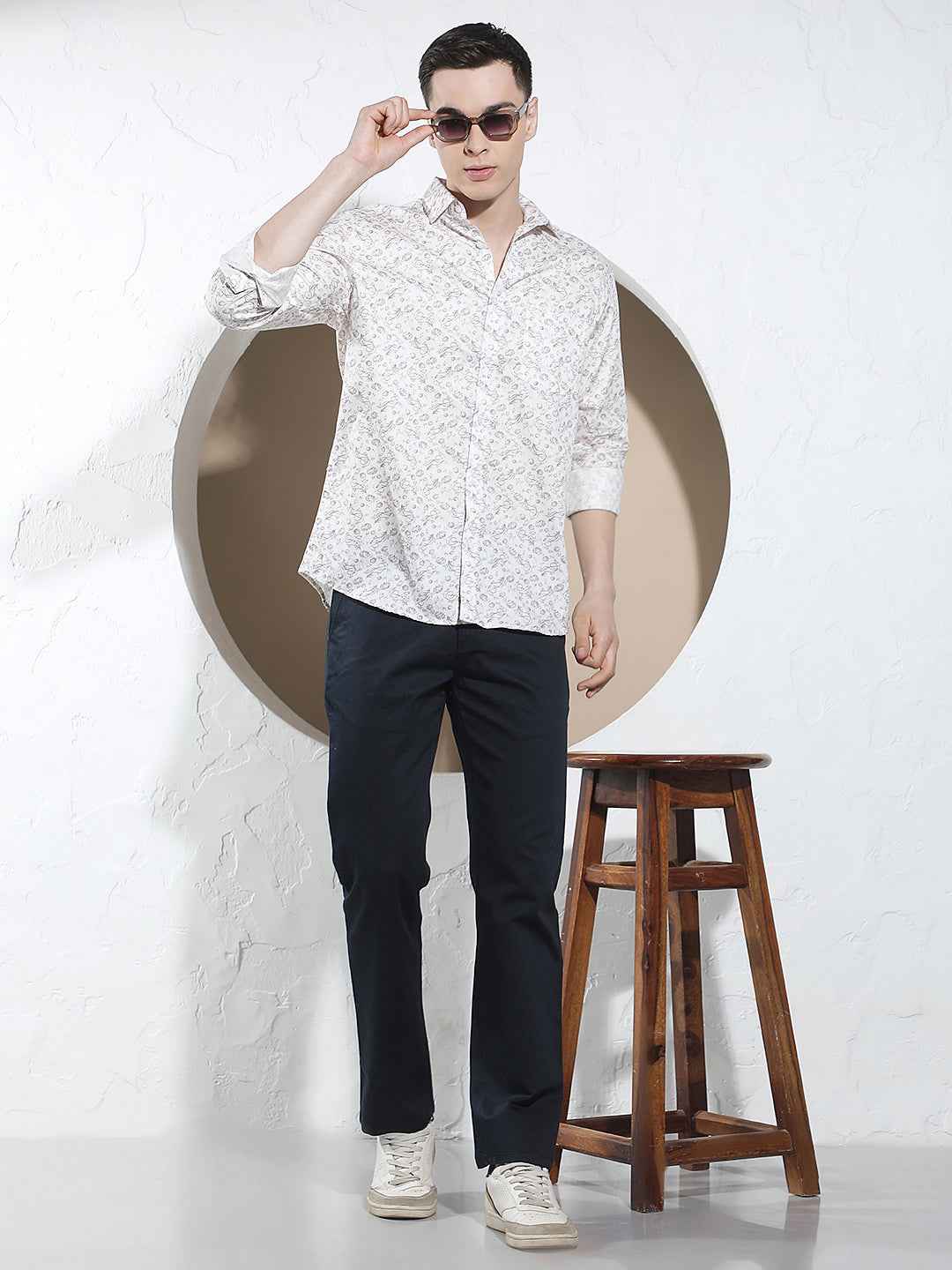 Purple Floral Print 100% Cotton Shirt