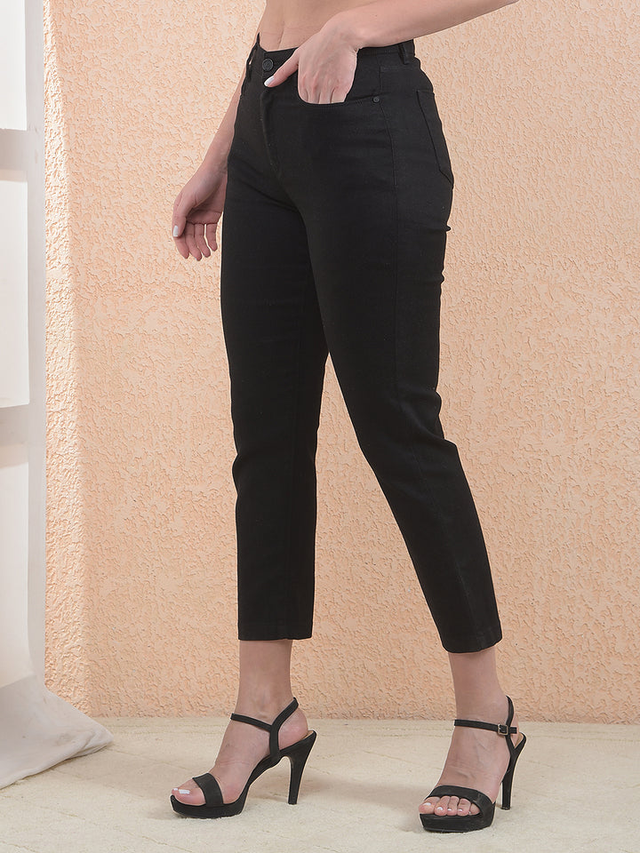 Black Clean Cut Crop Jeans