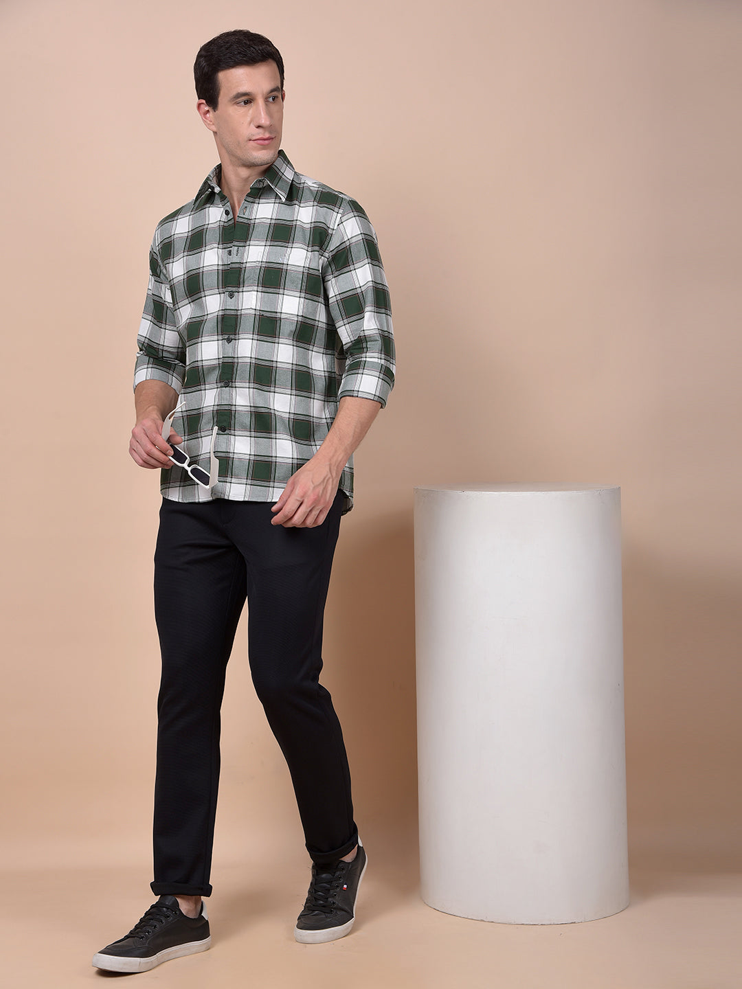 Green Checked 100% Cotton Shirt
