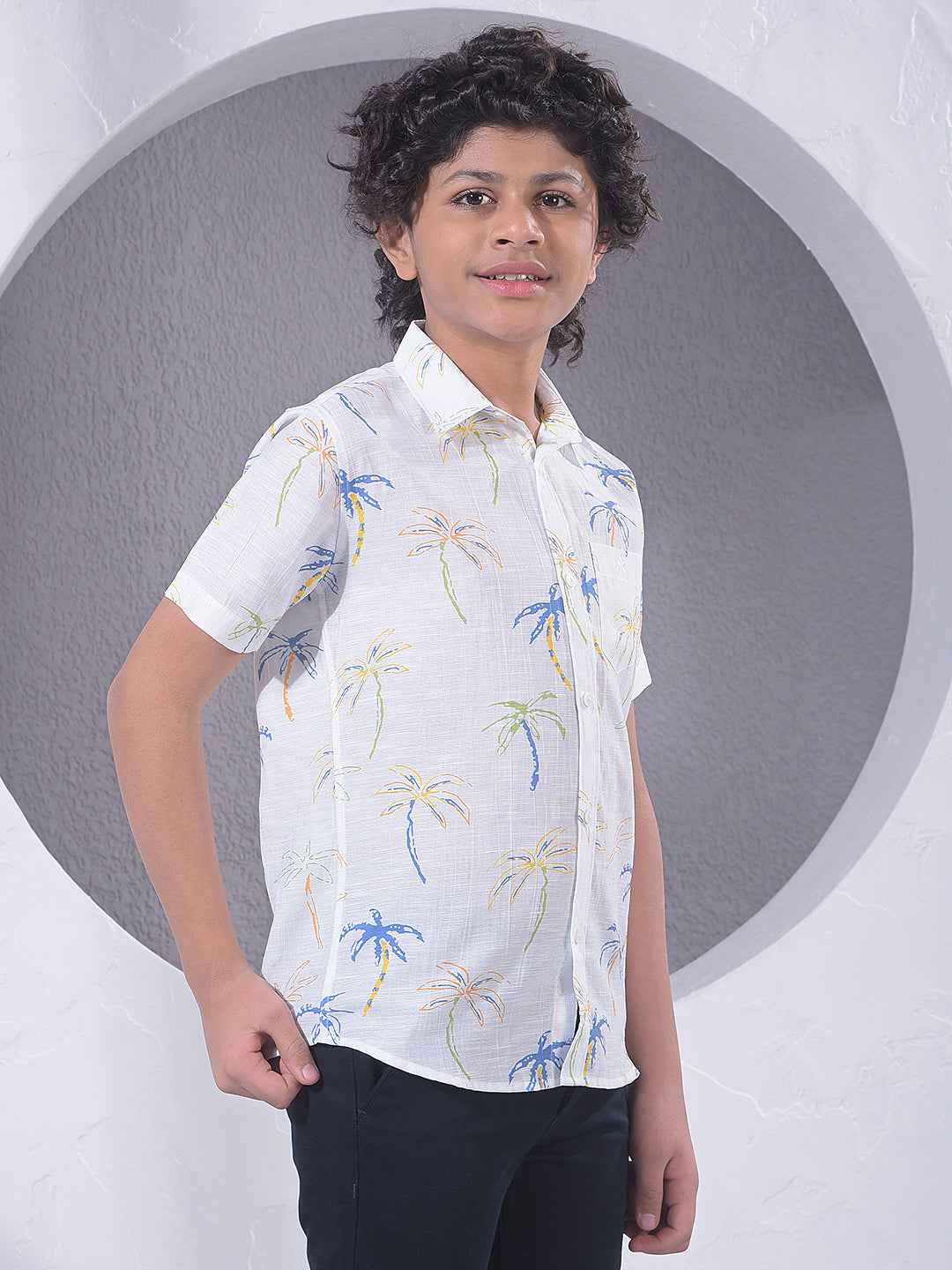 White Floral Print Shirt