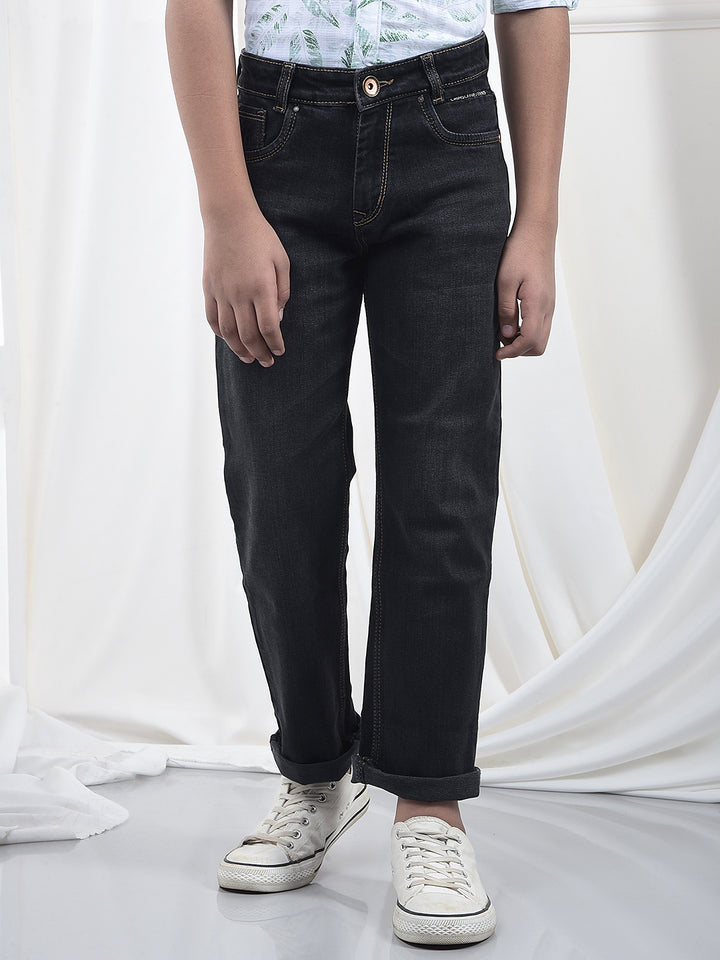 Black Dark Wash Baggy Jeans
