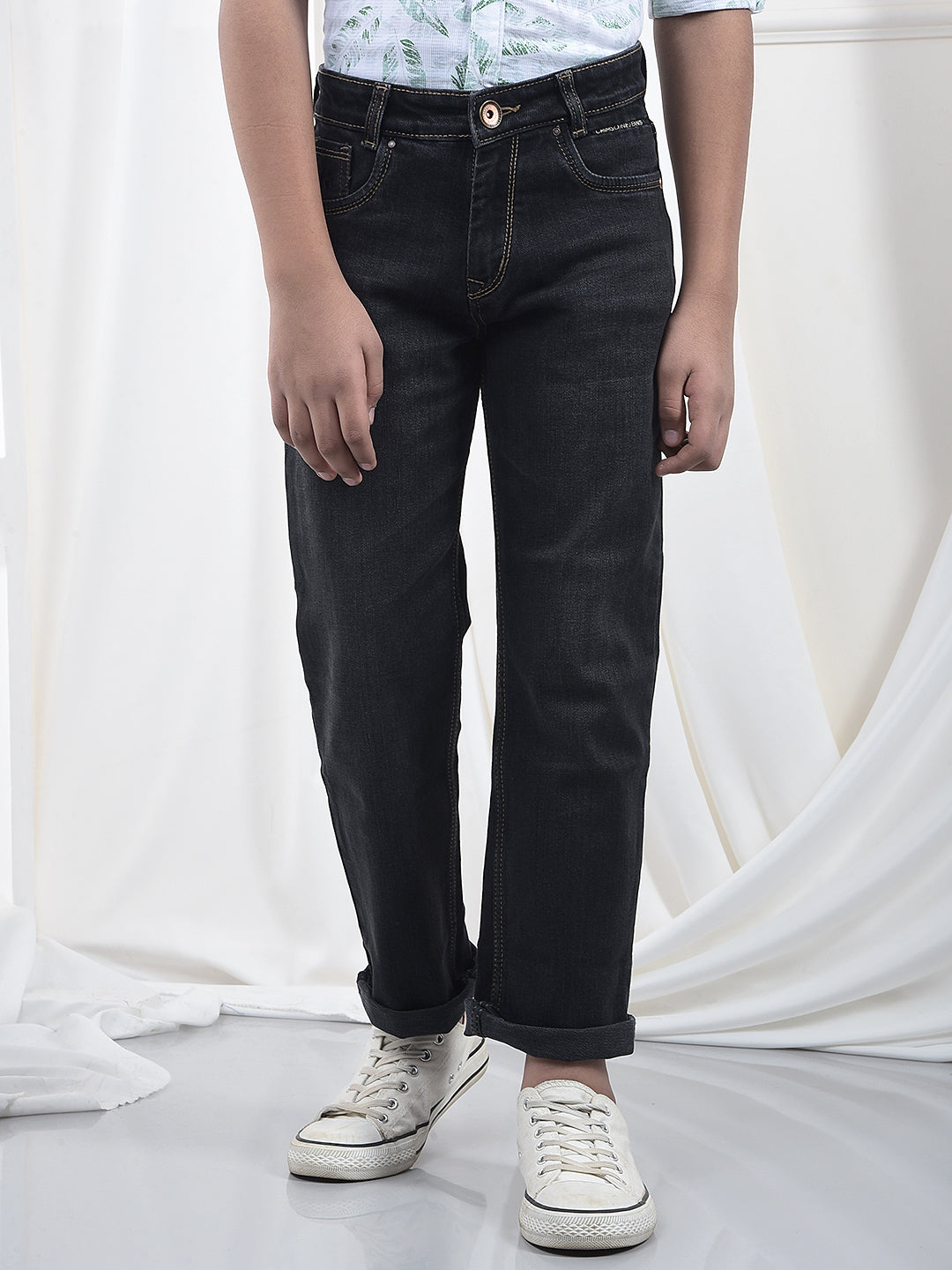 Black Dark Wash Baggy Jeans