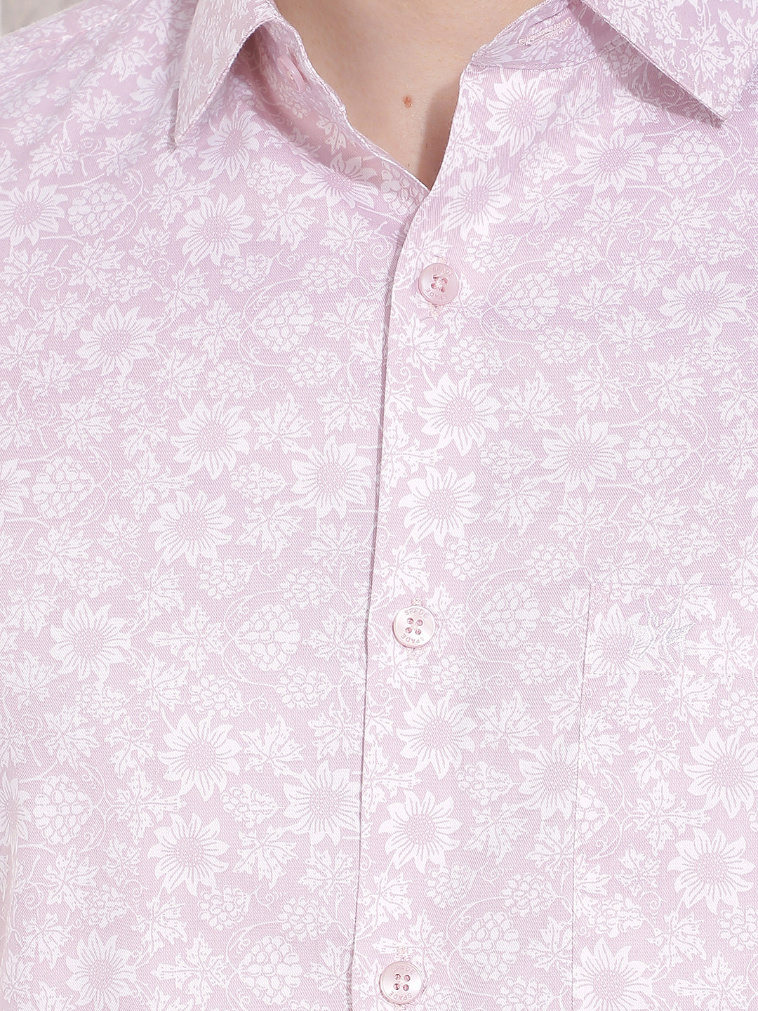 Pink Floral Print Modal Shirt