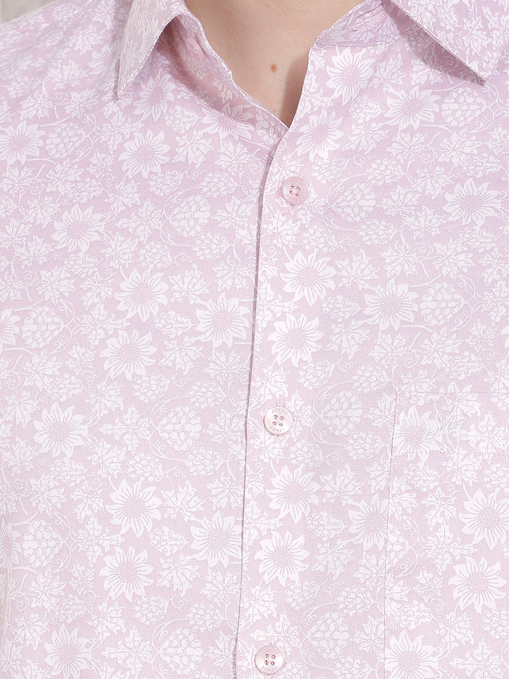 Pink Floral Print Modal Shirt