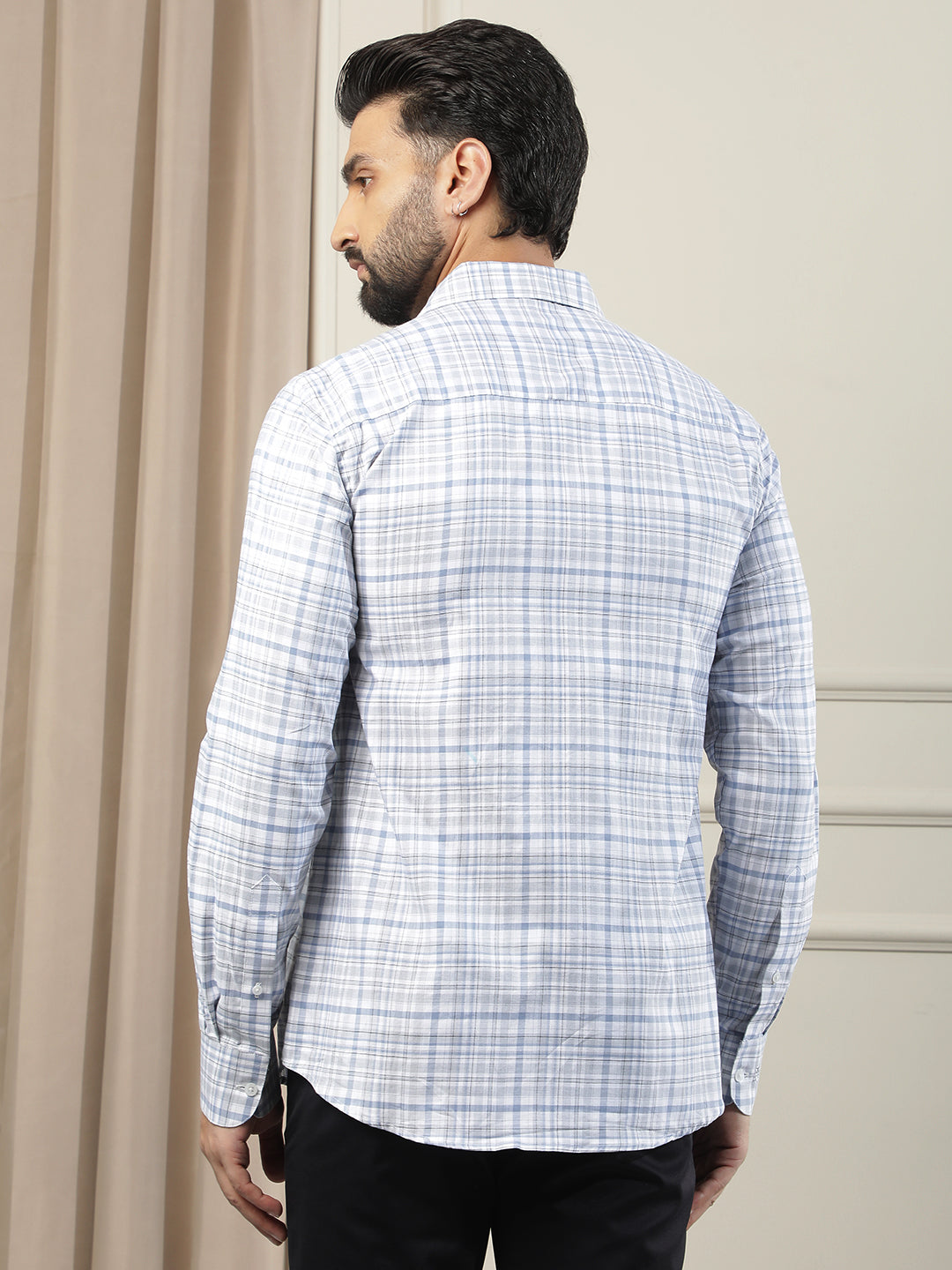 Blue Checked 100% Cotton Shirt