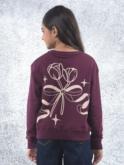 Wine Graphic Print Oversize Knitted Sweatshirt