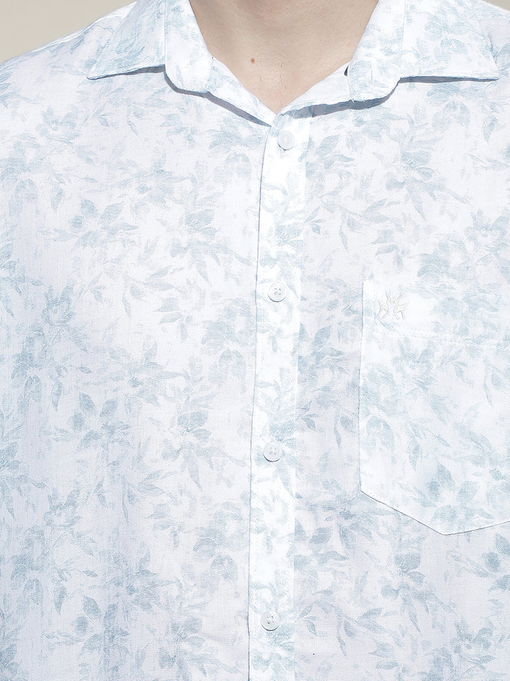 Blue Floral Print Shirt