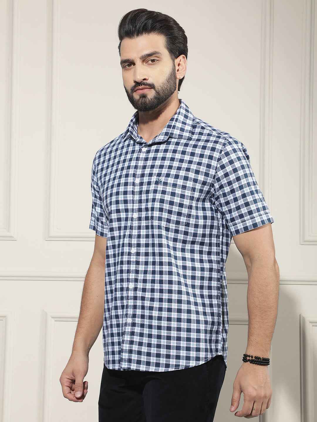 Blue Checked 100% Cotton Shirt