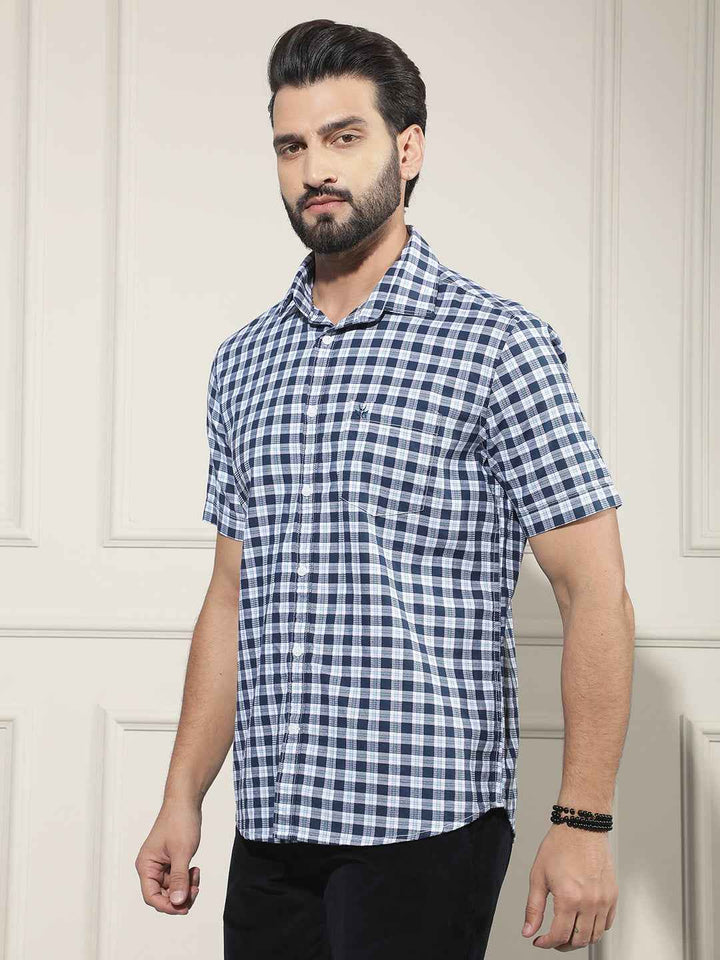 Blue Checked 100% Cotton Shirt