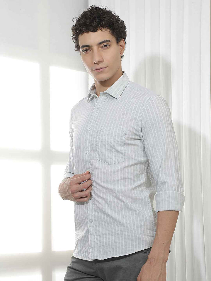 Green Vertical Stripes Shirt
