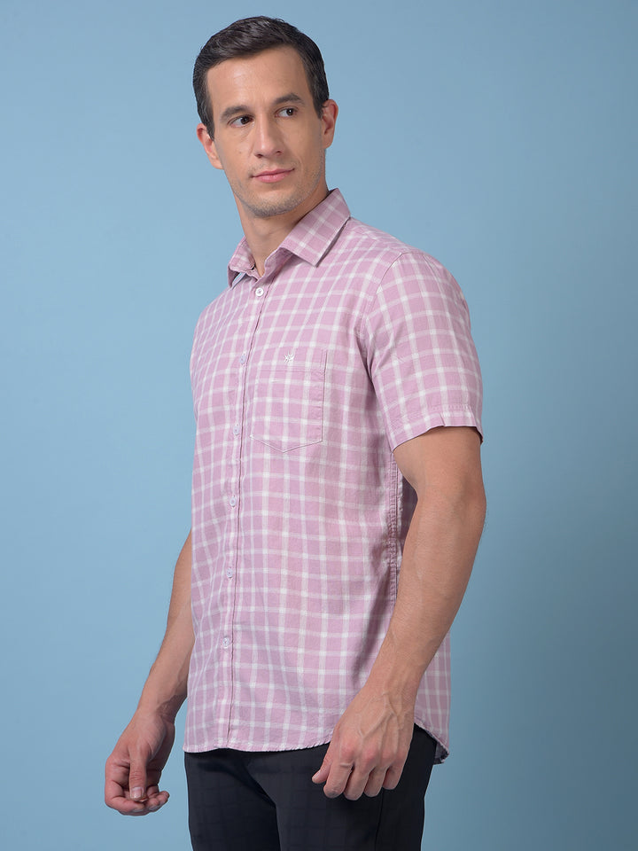 Purple Checked 100% Cotton Shirt