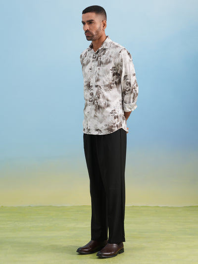 Brown Floral Print Shirt