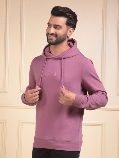 Pink Embroidered Hooded Neck Sweatshirt