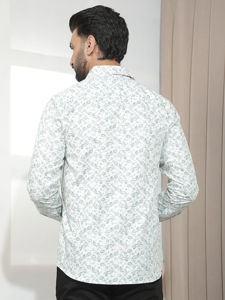 100% Cotton Green Floral Print Shirt