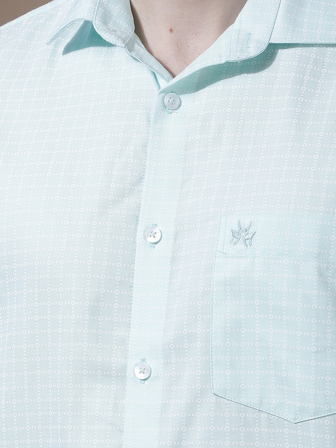 Green Micro Print Shirt