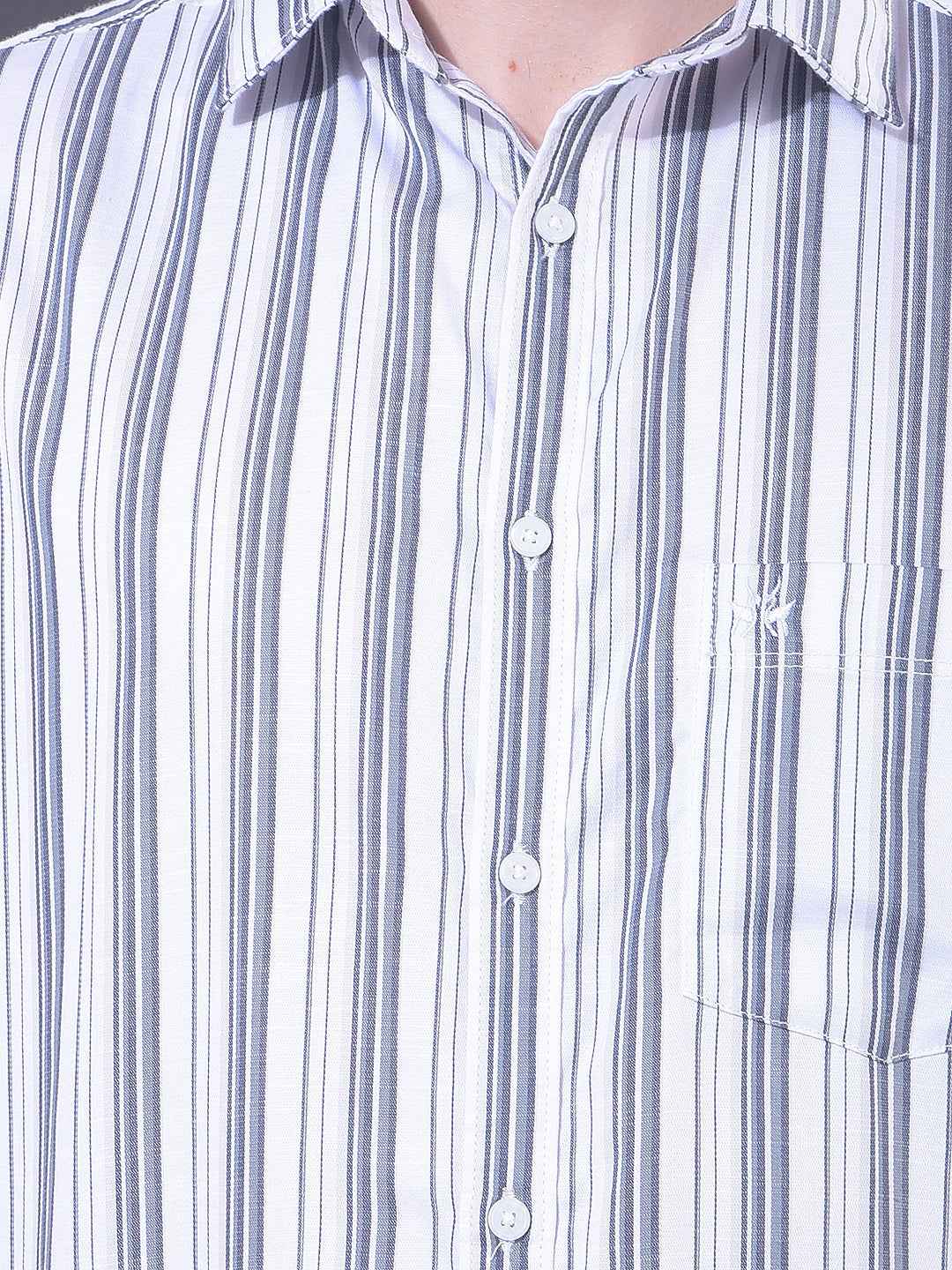 Grey Vertical Striped Shirt