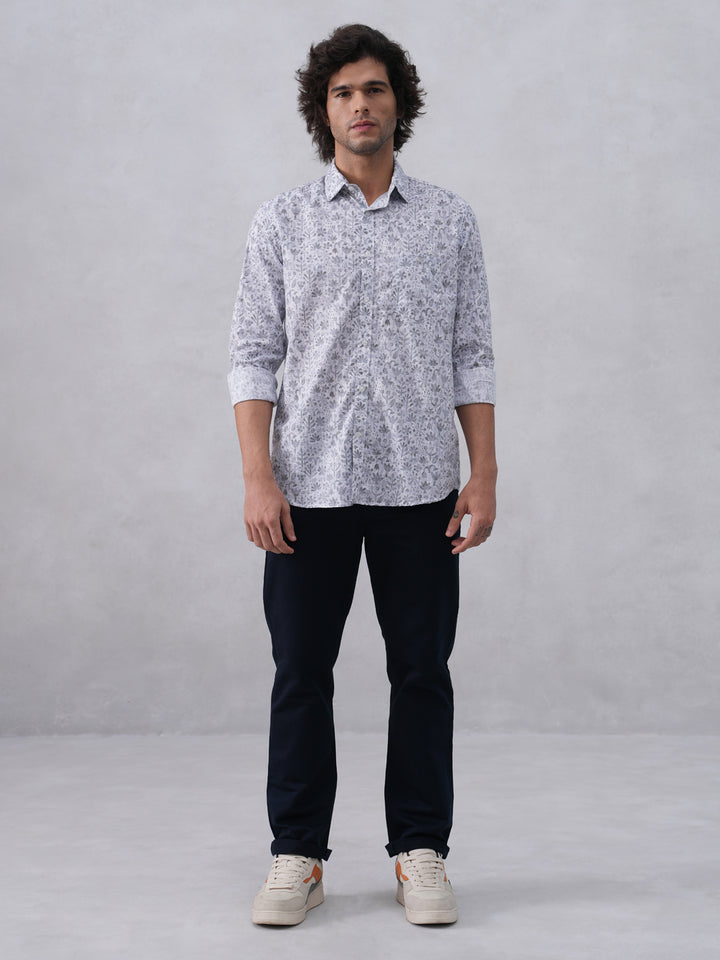 Subtle Grey Floral Print Shirt