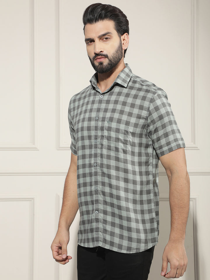 Green Checked Linen Shirt