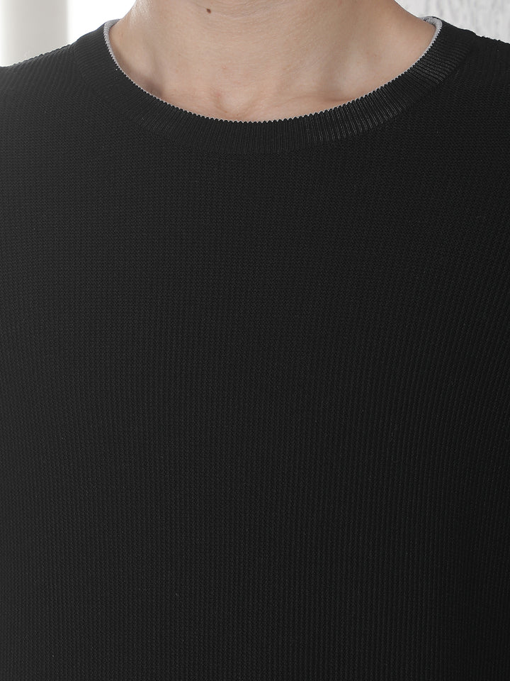 Black Oversized Round Neck Sweater