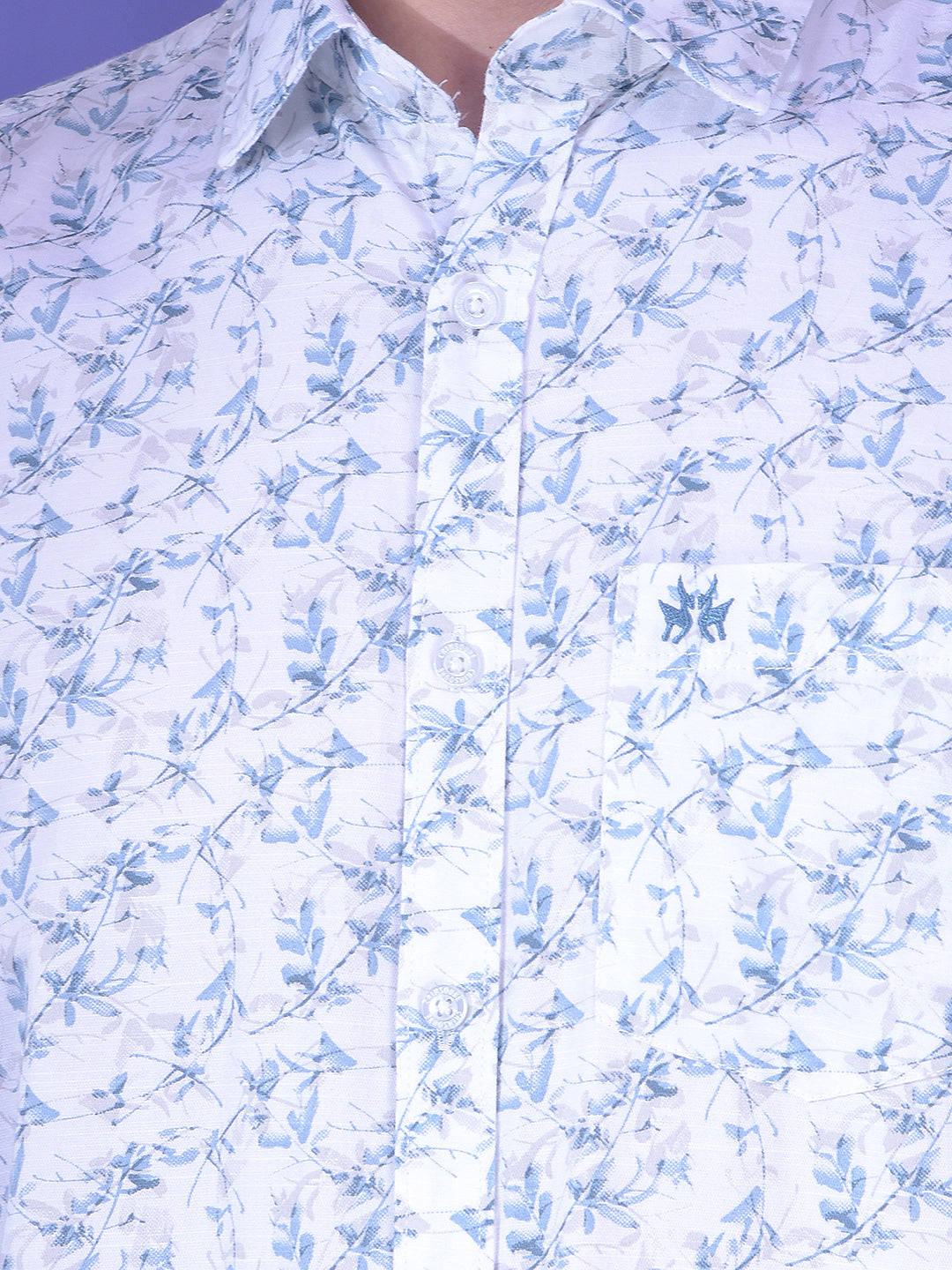 Sleek Blue Floral Print Shirt