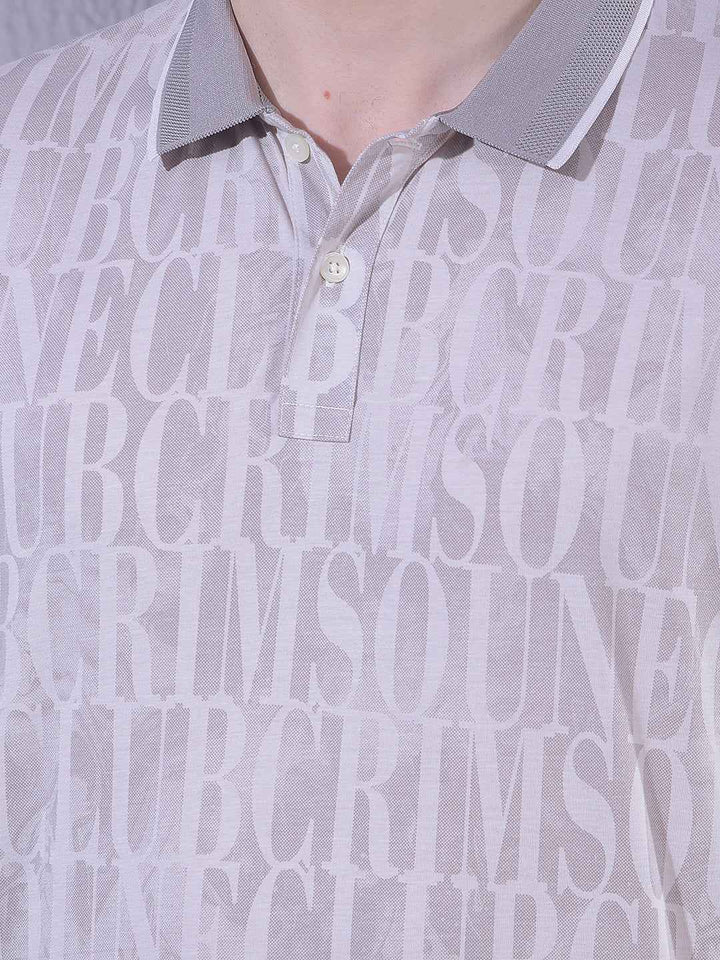 Pink Typographic Print Polo Neck T-Shirt