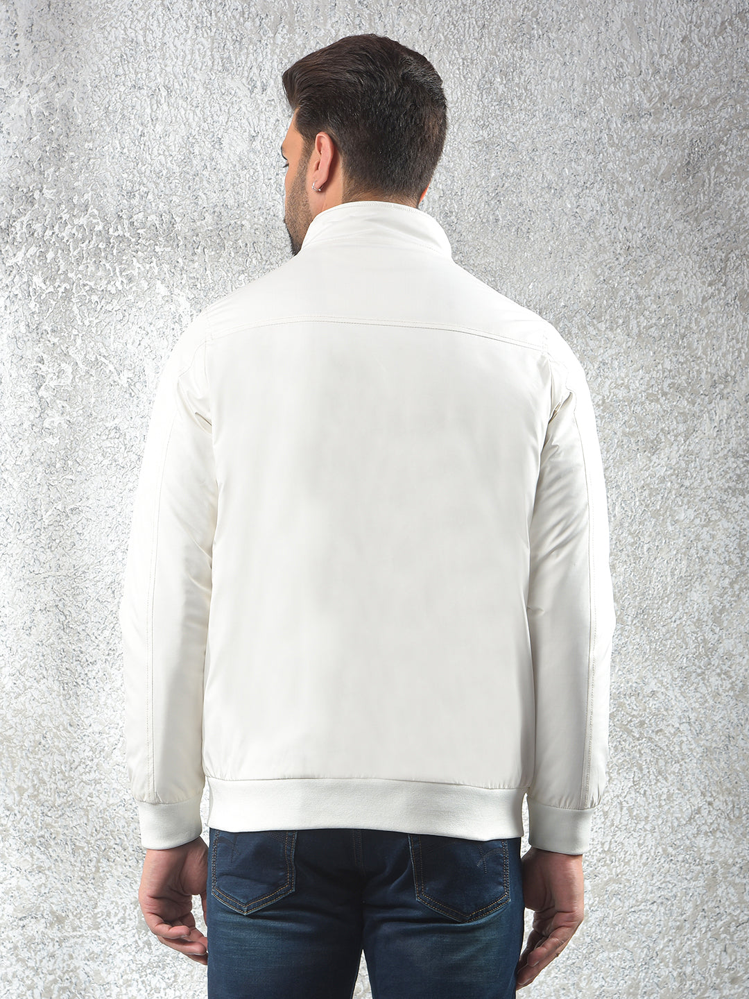 Modern Detailing Cream Puffer Jacket