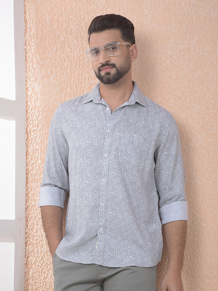 Grey Textured Print Everyday Shirt