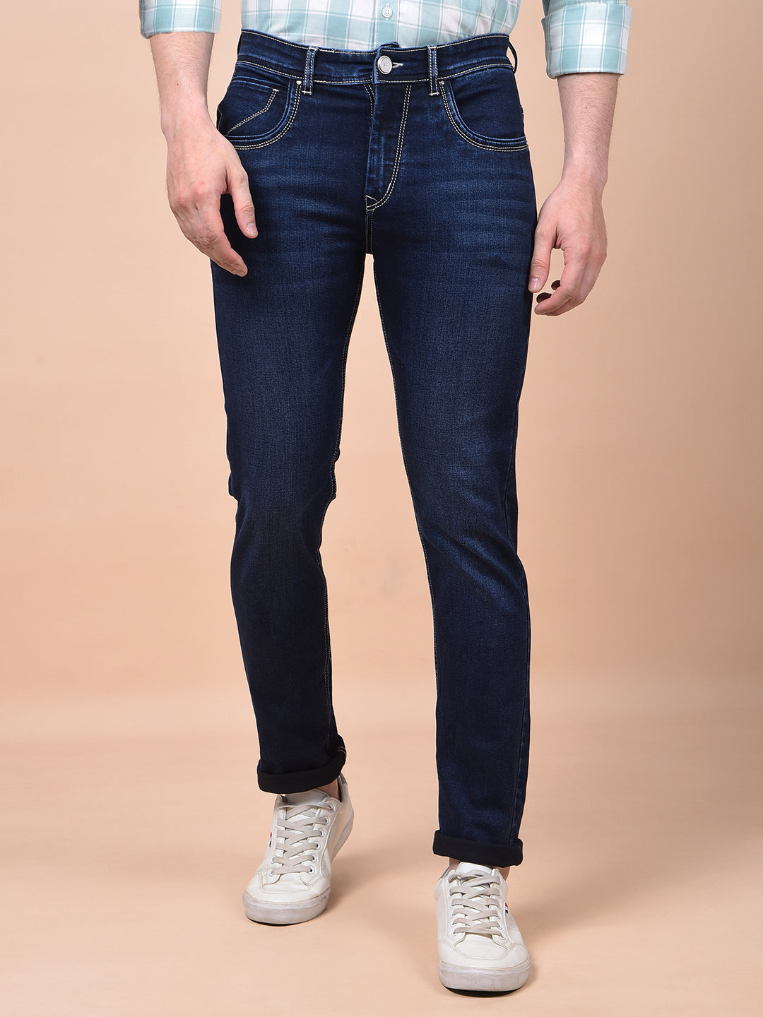 Tailored Trim Navy Blue Jeans