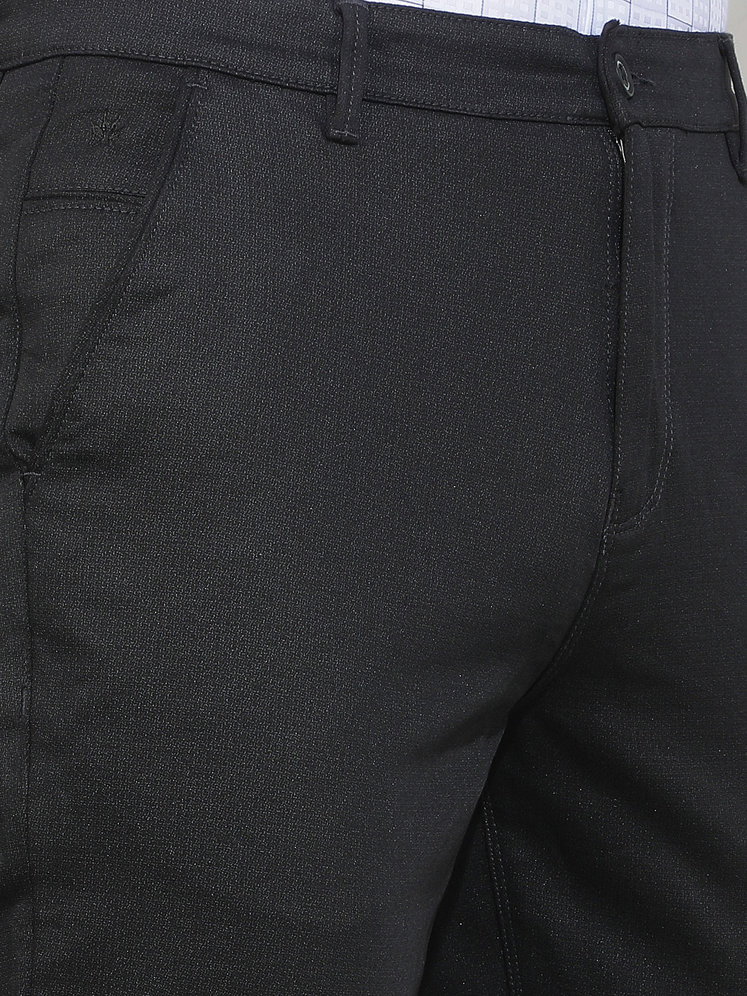 Tailored Jet Black Printed Trousers