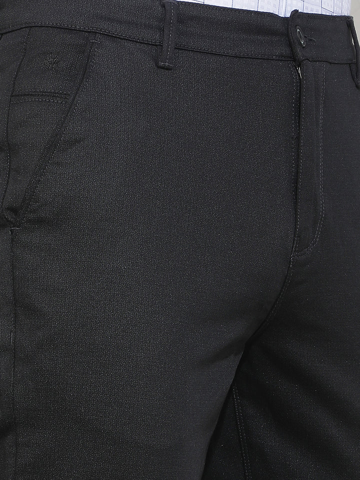 Tailored Jet Black Printed Trousers