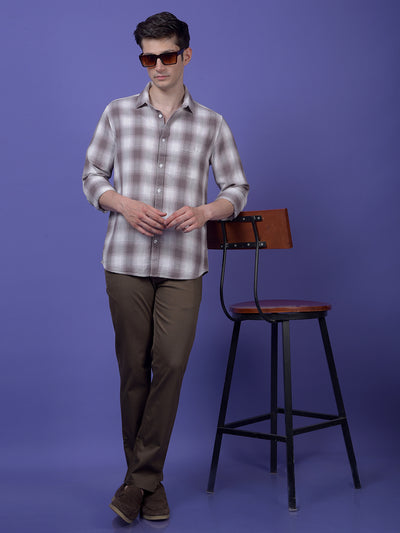 Grey Checked 100% Cotton Shirt