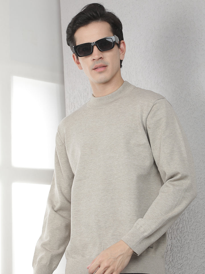 Beige High Neck Sweater