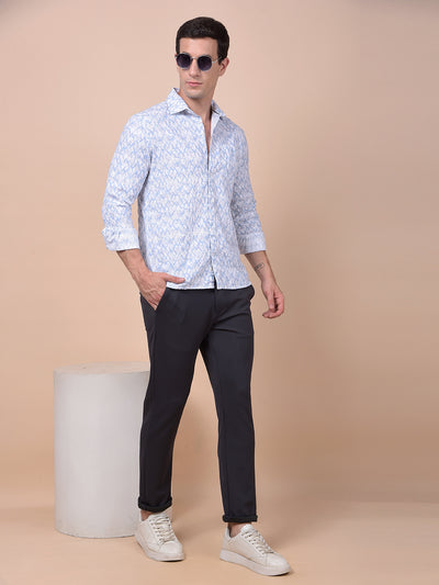 Navy Blue Printed Trousers