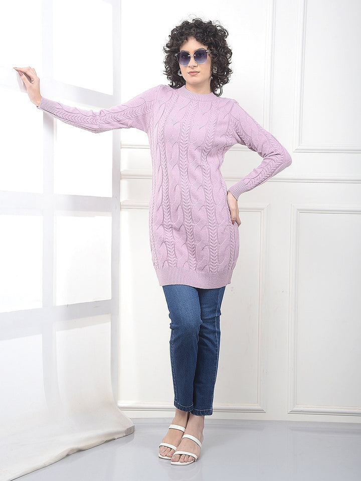 Purple Long Length Acrylic Sweater-Women Sweaters-Crimsoune Club