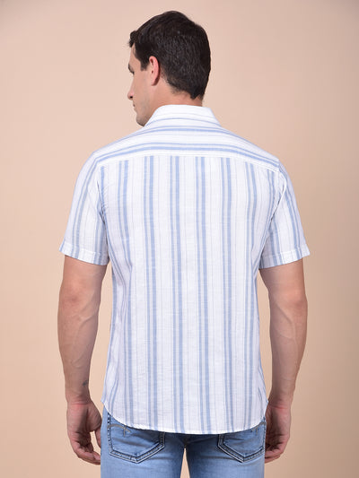 Blue Vertical Stripes 100% Cotton Shirt