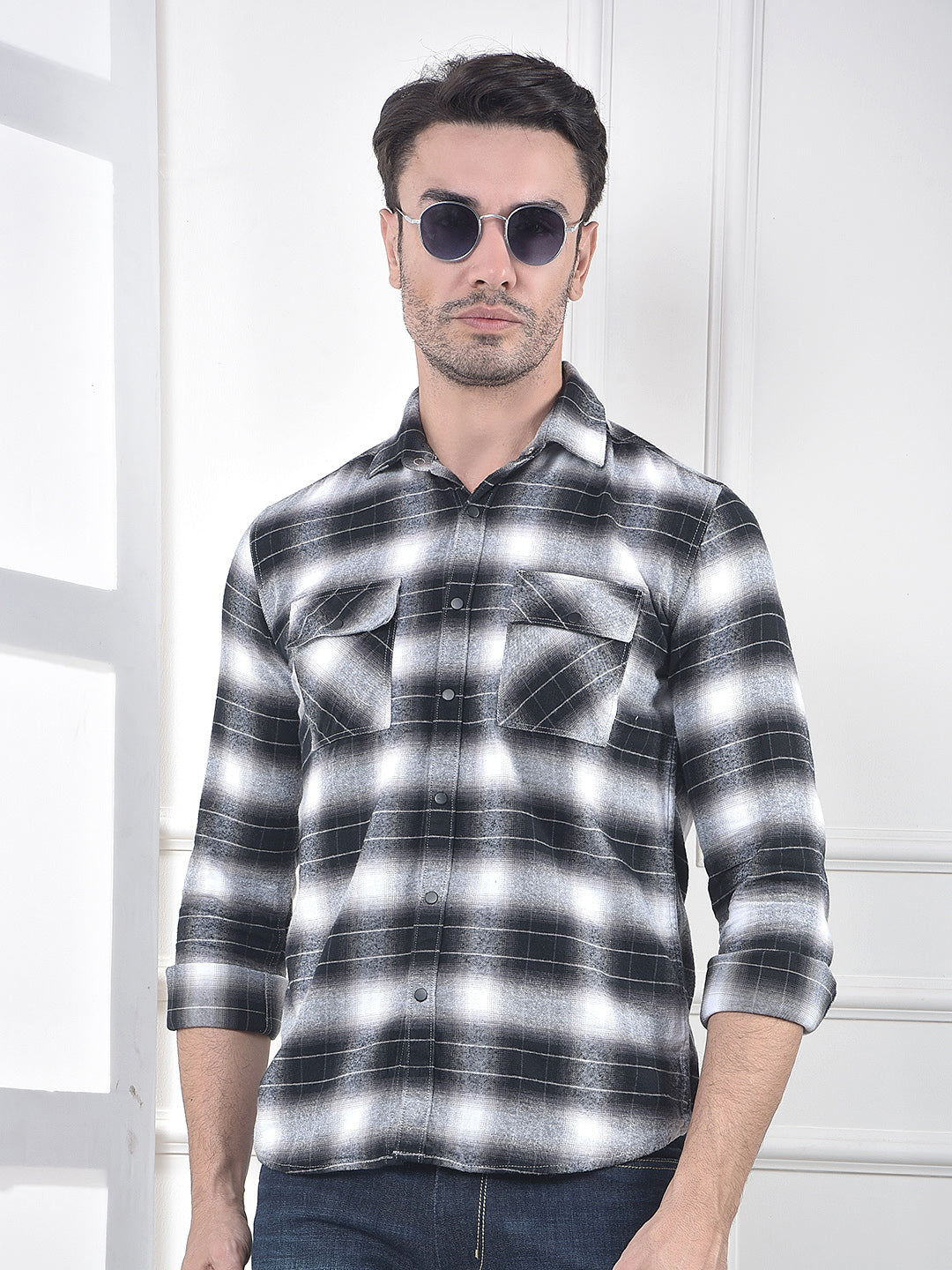 Black Checked 100% Cotton Shirt