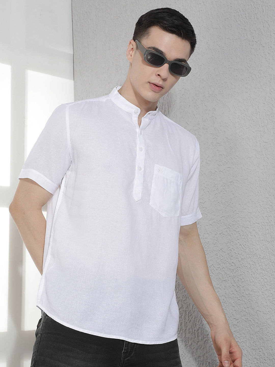 Modern Pure White Linen Kurta