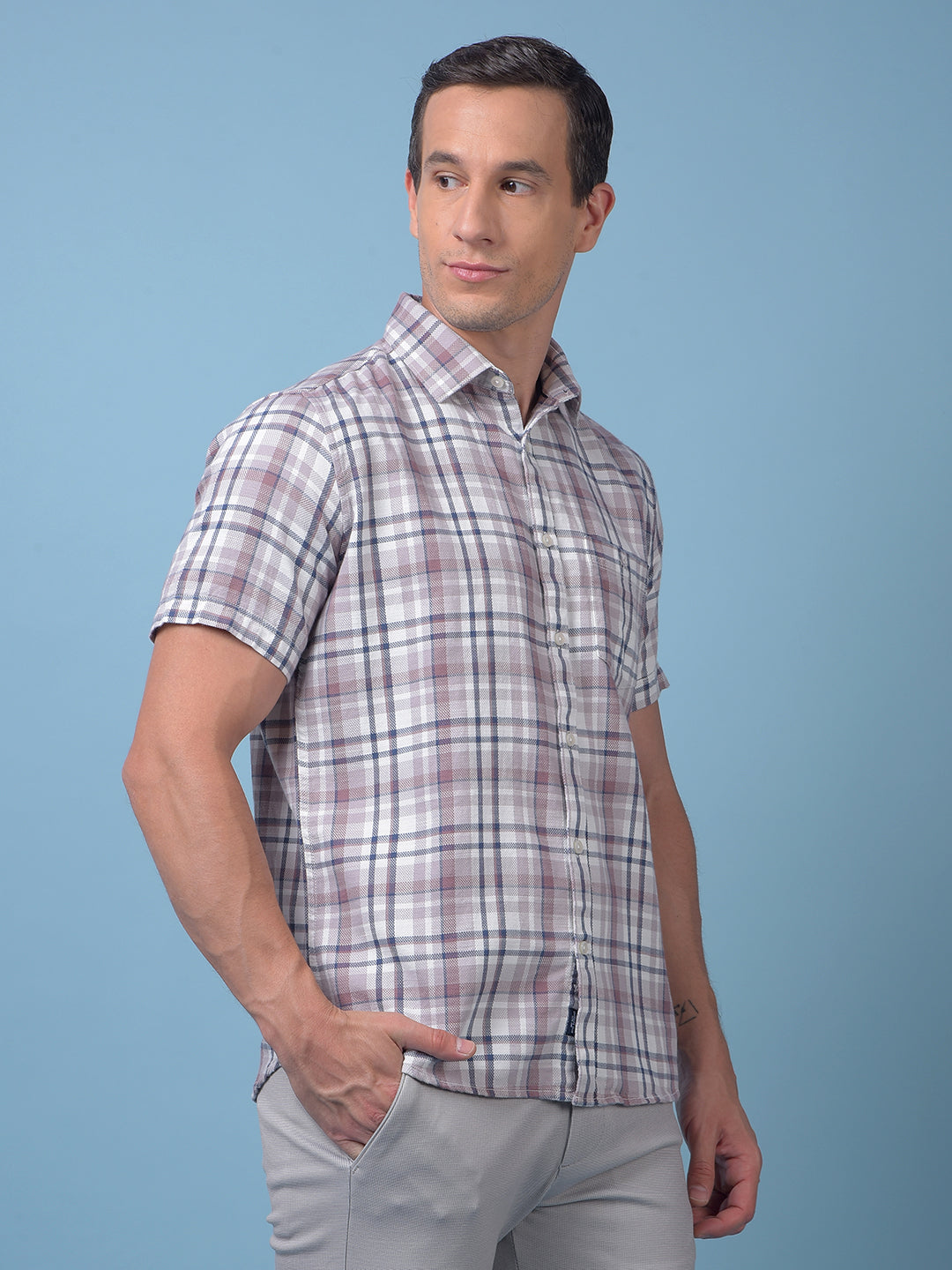 Pink Checked 100% Cotton Shirt