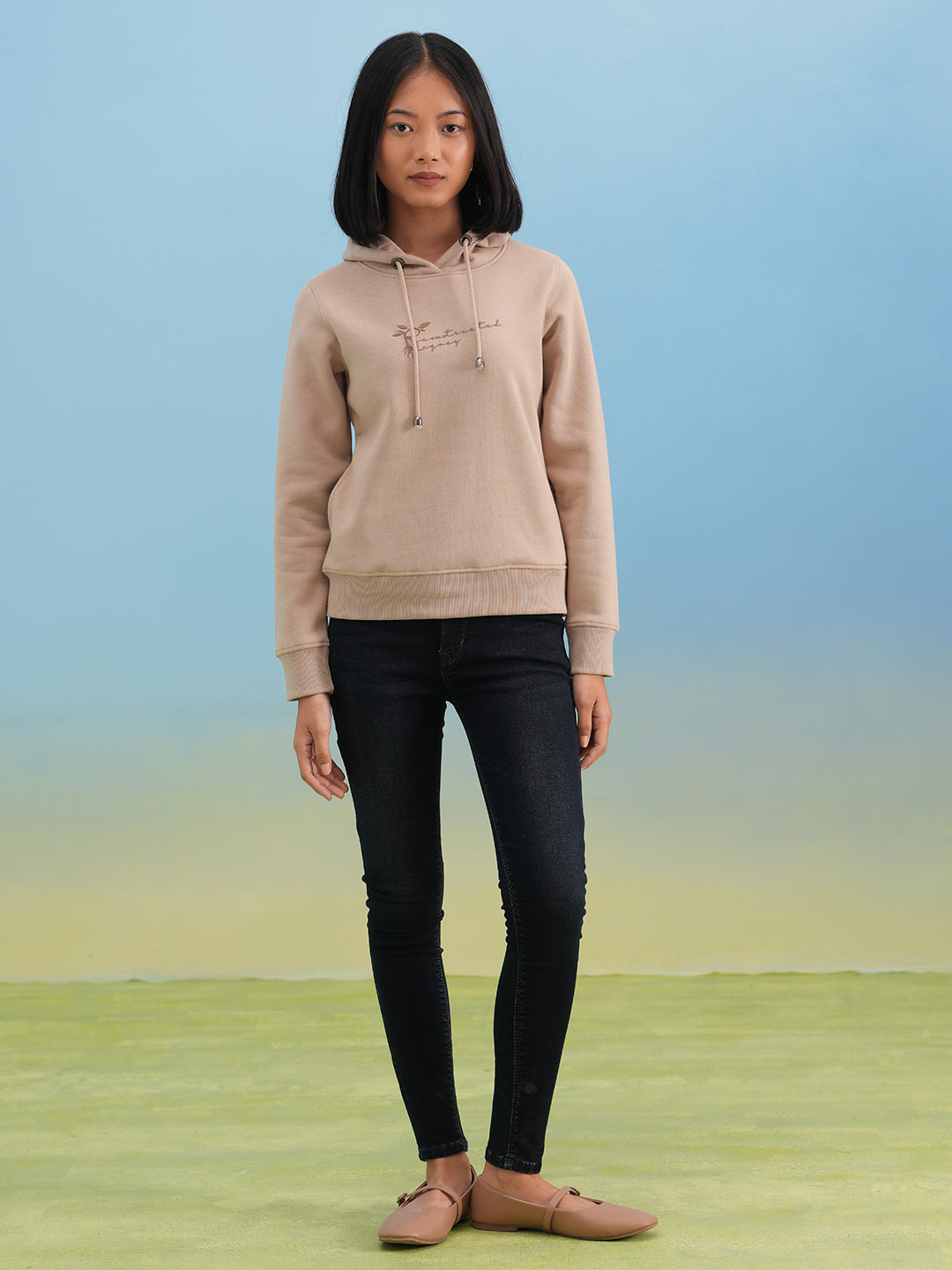 Beige Hooded Neck Sweatshirt