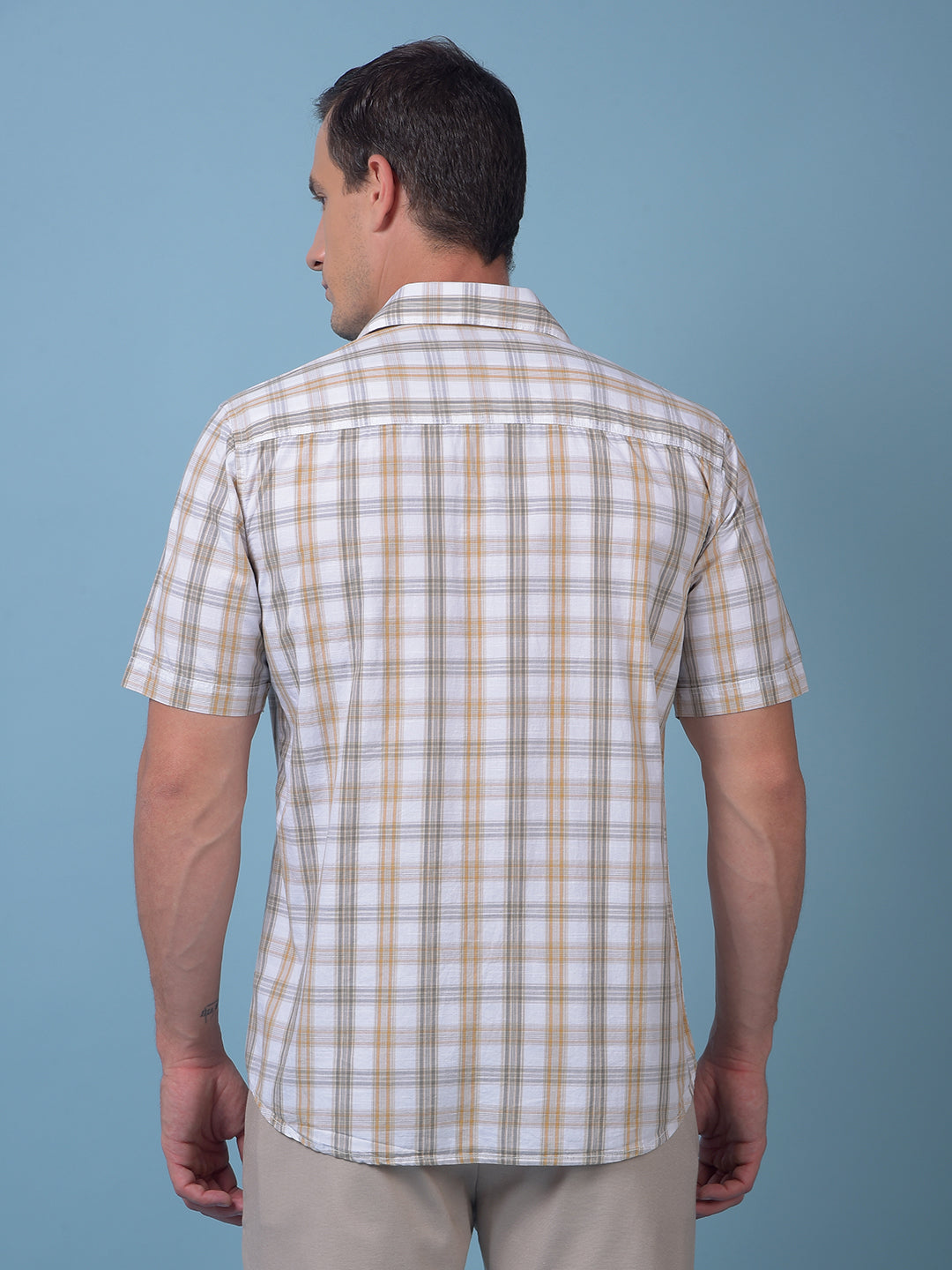Yellow Checked 100% Cotton Shirt